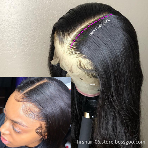 Wholesale Body Wave Human Hair Wig Long Raw Brazilian Hair Full Transparent Lace Frontal Wig For Black Women